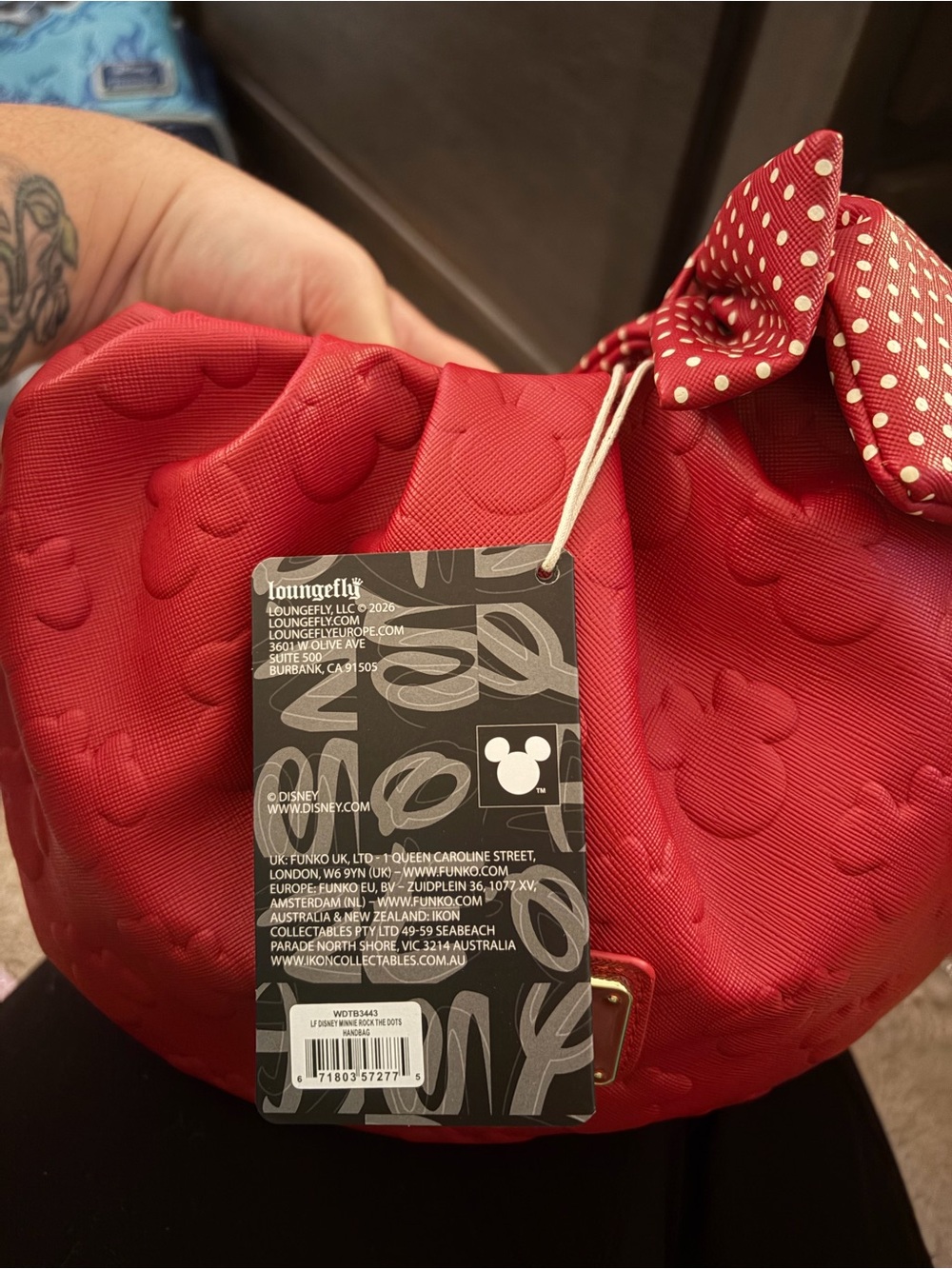 Loungefly Red Embossed Mickey Mini Bag with Polka Dot Bow